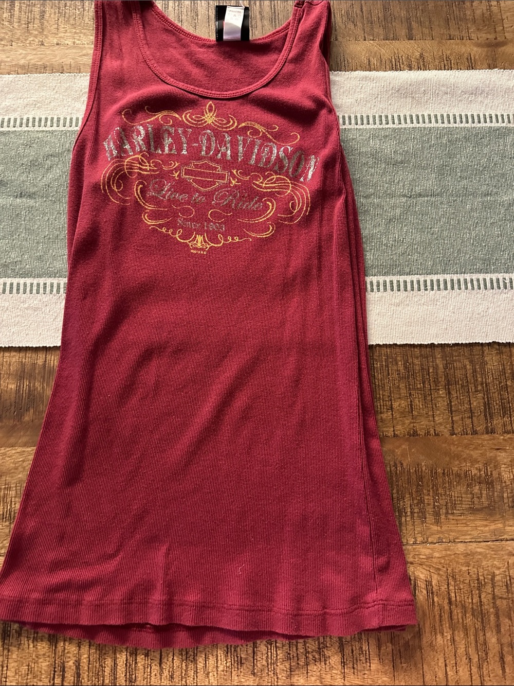 Harley-Davidson Burgundy Tank Top with Gold Graphic